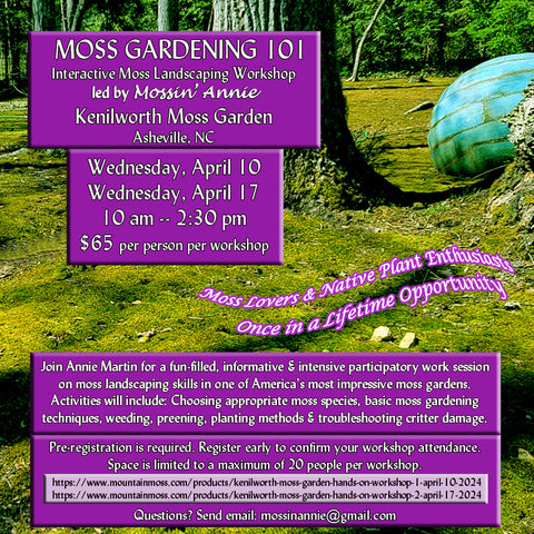 Kenilworth Moss Garden -- Hands-on Workshop #2 -- April 17, 2024